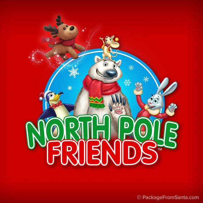 North Pole Friends plushie animals with personalized stories from Package From Santa®