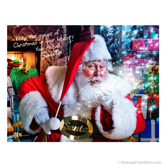 Full Color, 8 X 11 Autographed Photo of Santa (Blowing Kiss)