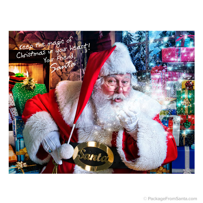 Full Color, 8 X 11 Autographed Photo of Santa (Blowing Kiss)