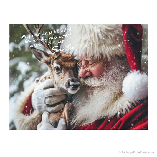 Full Color, 8 X 11 Autographed Photo of Santa (Holding Reindeer)