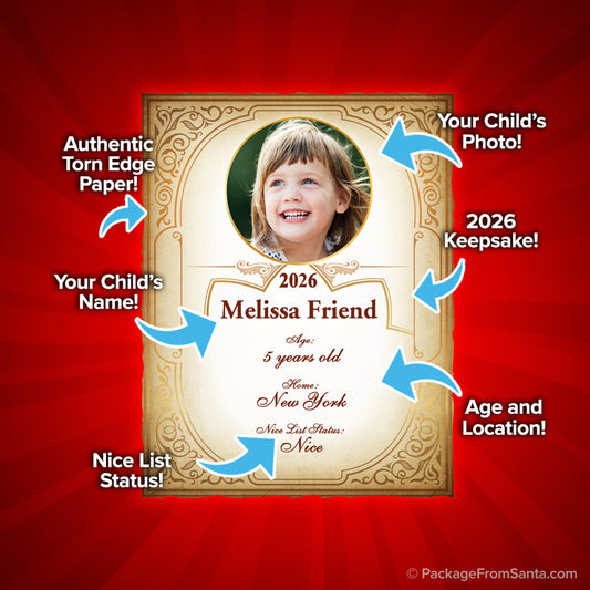 2026 Santas Personalized Nice List Book Page-Package From Santa®