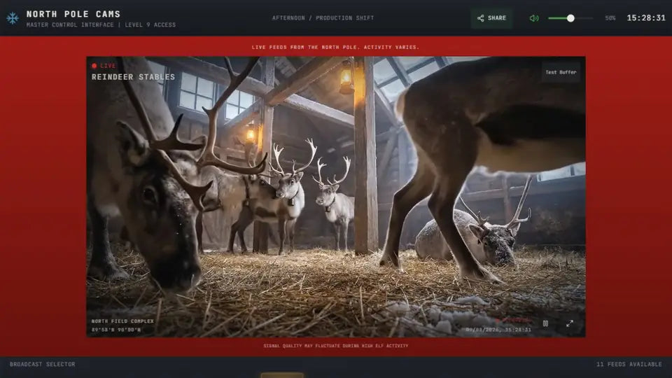 The North Pole Cams app: Reindeer Stables, the free cam