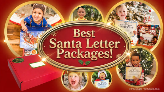Best Santa Letter Packages collage with children, Santa packages and Nice List Certificates