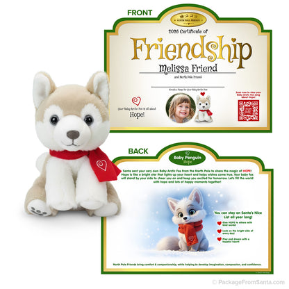 Baby Arctic Fox Plush w/ Certificate of Friendship* from Build-A-Bear® and Package From Santa®