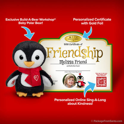 Baby Arctic Baby Penguin Plush w/ Certificate of Friendship* from Build-A-Bear® and Package From Santa®