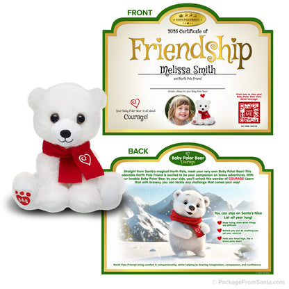 Baby Arctic Polar Bear Plush w/ Certificate of Friendship* from Build-A-Bear® and Package From Santa®
