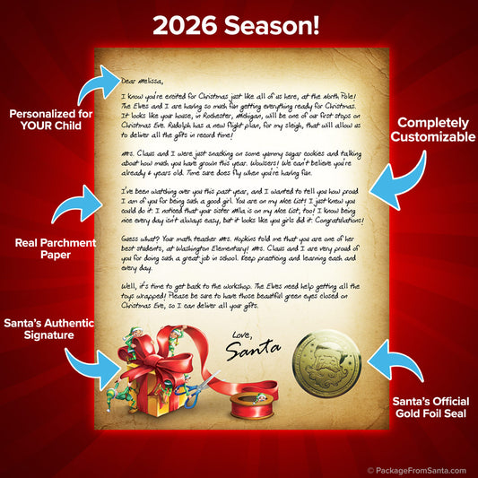 2026 Authentic Personalized Letter from Santa with Gold Foil Seal from The North Pole-Package From Santa®