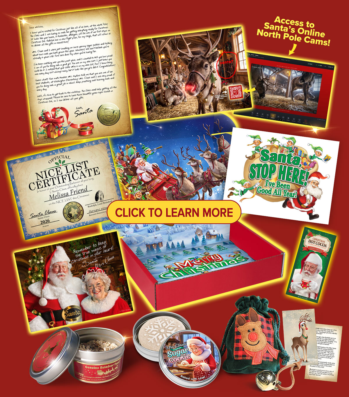 Platinum 2026 package contents: Santa letter, Nice List certificate, keepsake box and North Pole reindeer cams-Package From Santa®
