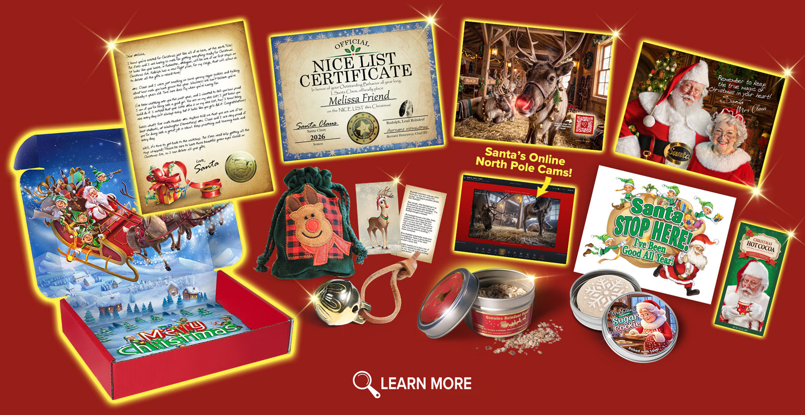 Platinum 2026 package contents: Santa letter, Nice List certificate, keepsake box and North Pole reindeer cams-Package From Santa®