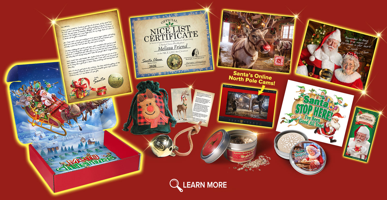 Platinum 2026 package contents: Santa letter, Nice List certificate, keepsake box and North Pole reindeer cams-Package From Santa®