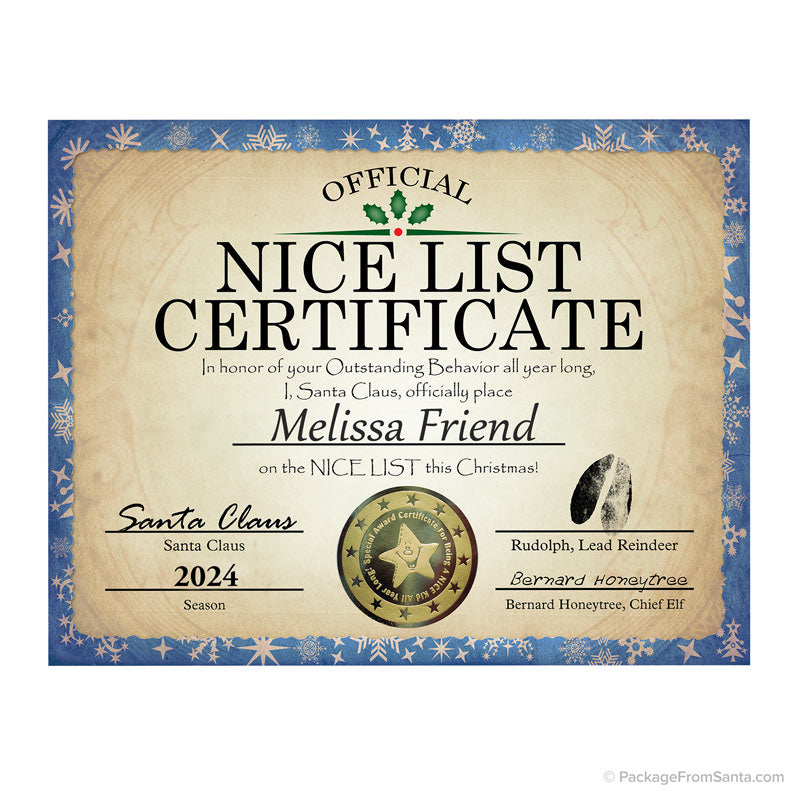 🎁 Personalized Nice List Certificate w/ Seal (100% off)