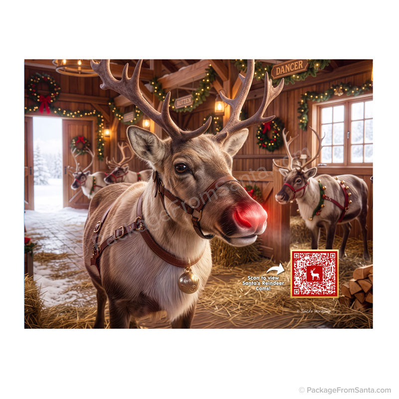 2026 Rudolph Photo with QR Code and Online Santa North Pole Cams