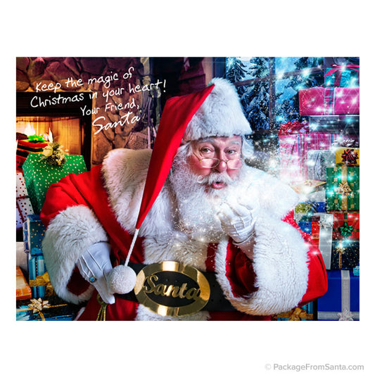 Full Color, 8 X 11 Autographed Photo of Santa (Blowing Kiss)-Package From Santa®