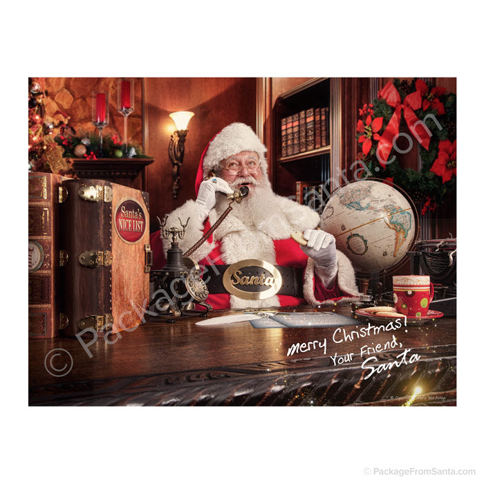 Santa Claus Photo - On Phone from Package From Santa®