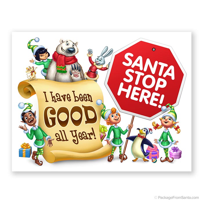 Santa Stop Here Window Decal - Package From Santa®