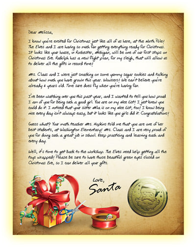 Step 1 = Authentic personalized letters from Santa sent from the North Pole