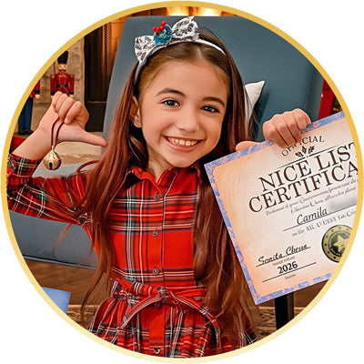 Happy girl with a Personalized Santa Letter and Nice List Certificate