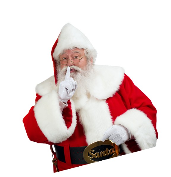 Santa Claus with a 'shh' gesture on a white background-Package From Santa®